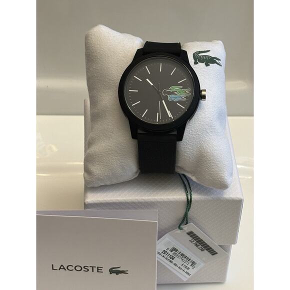 Lacoste L.12.12 2011134 Men’s Black Silicone 42mm Watch New with Box and Tags - Picture 1 of 17